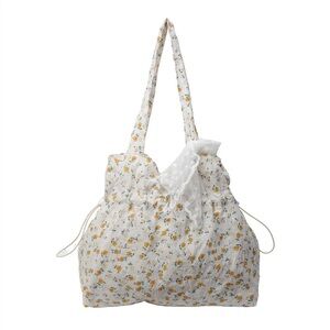 Summer casual underarm bag women's bag 2024 new canvas floral tote bag